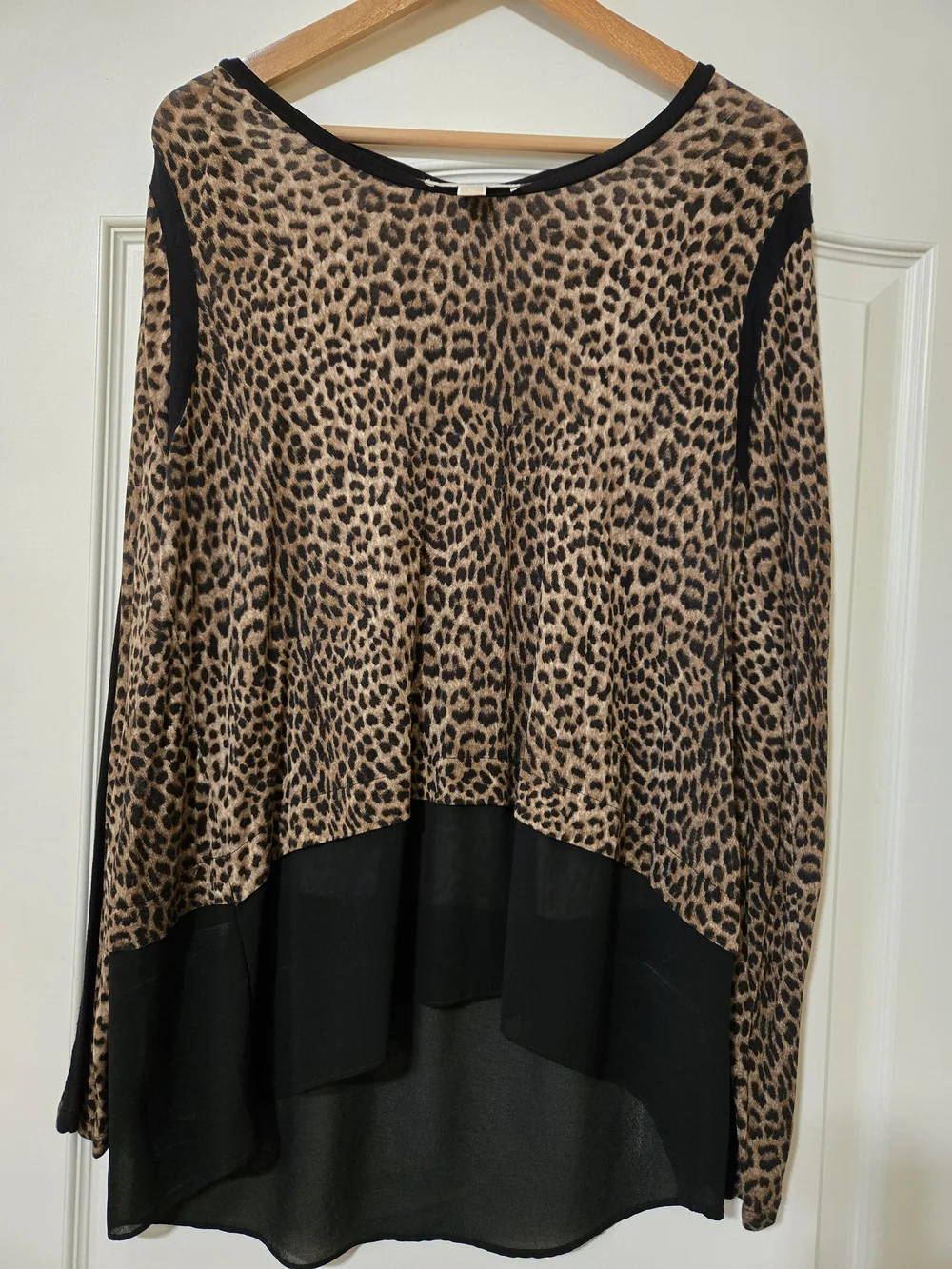 Michael Kors Leopard Print Top in Black and Brown